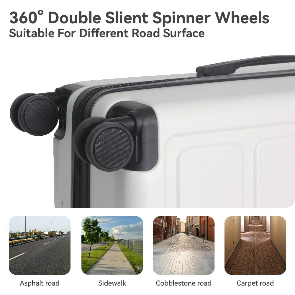 Luggage Sets ABS Hardshell 3pcs Luggage, Lightweight Durable Suitcase Sets Spinner Wheels Suitcase 20''24''28'' (White)_voghion.com